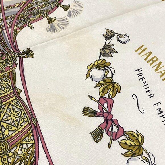 Auth HERMES Carre 90 - Cream Navy Multi Scarf - Picture 3 of 9